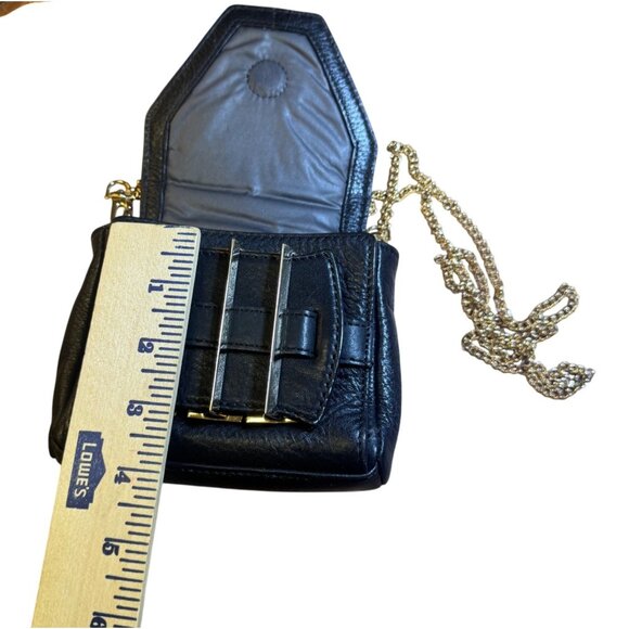 Kelsi Dagger Black Leather Mini Crossbody Bag With Gold Chain Strap - Picture 7 of 14